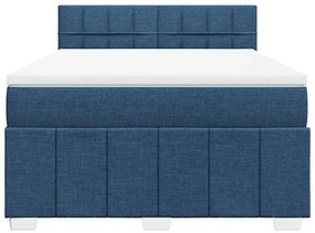 Cama com molas/colchão 140x190 cm tecido azul