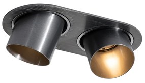 Foco embutido arredondado Cinza-escuro GU10 50mm 2-luzes - Installa