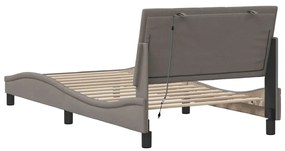 Estrutura cama sem colchão 100x200 cm tecido cinza-acastanhado