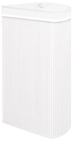 Cesto de canto para roupa suja 60 L bambu branco