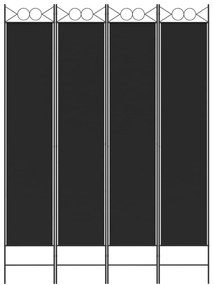Biombo/divisória com 4 painéis 160x220 cm tecido preto