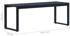 Banco jardim 120,5 cm placa de PS preto