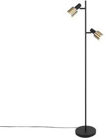 Candeeiro de pé design preto com 2 luzes douradas - Stijn Moderno