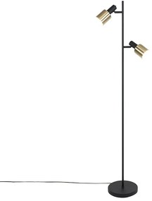 Candeeiro de pé design preto com dourado 2-luzes - Stijn Moderno