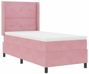 Cama Box Spring com Colchão Rosa 80x200 cm Veludo