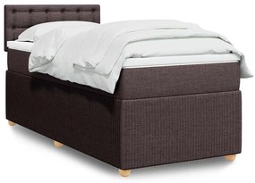 vidaXL Cama com molas/colchão 80x200 cm tecido castanho-escuro