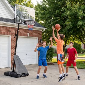 Cesto de Basquetebol Portátil, 107 x 68 x 15 cm, Altura Ajustável, Preto