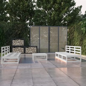 vidaXL 7 pcs conjunto lounge de jardim pinho maciço branco