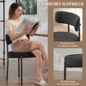Conjunto de 4 cadeiras de sala de jantar (MESA NÃO INCLUIDA) com encosto em tecido e pés em aço, 51 x 51 x 76 cm, preto