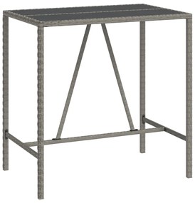 7 pcs conjunto de bar p/ jardim c/ almofadões vime PE cinzento
