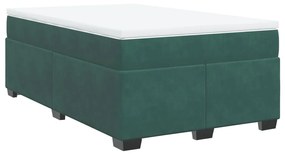 Cama boxspring com colchão 120x200 cm veludo verde-escuro