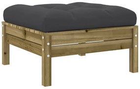 Apoios de pés p/ jardim c/ almofadões 2 pcs pinho impregnado