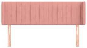 Cabeceira de cama c/ abas veludo 147x16x78/88 cm rosa