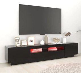 Móvel de TV Giancarlo com Luzes LED de 200cm - Preto - Design Moderno