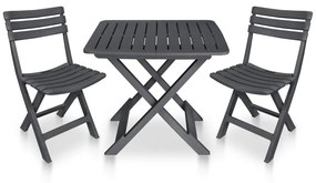 vidaXL Conjunto bistrô dobrável 3 pcs plástico antracite