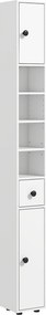 kleankin Armário para banheiro, 4 prateleiras, gaveta, aglomerado, design esguio, branco | Aosom Portugal