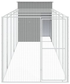 Casota cães c/ parque 165x659x181 cm aço galvaniz. cinza-claro