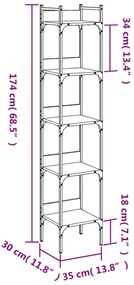 Estante c/ 5 prateleiras derivados de madeira carvalho castanho