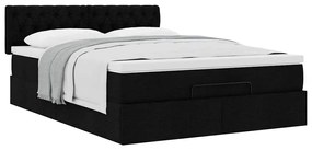 Cama otomana com colchão 140x190 cm tecido preto