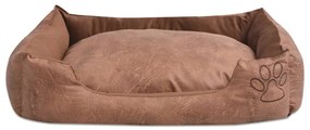 Cama para cães com almofada couro artificial PU tamanho S bege