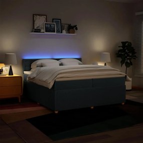 Cama com molas/colchão 200x200 cm tecido azul