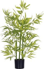 HOMCOM Bambu Artificial 504 Folhas Realistas Decoração Sala Estar Exterior Ø15x90 cm Verde | Aosom Portugal