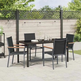 Conjunto de Jantar para Jardim 5 Peças Preto em Textilene e Aço