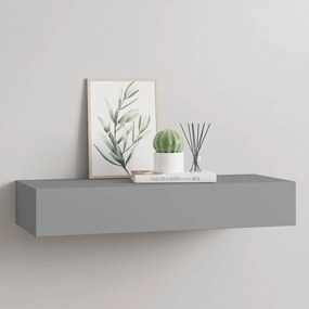 Prateleira de parede com gaveta MDF 60x23,5x10 cm cinzento