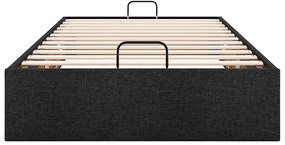 Estrutura de cama otomana sem colchão 90x200 cm tecido preto