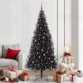 vidaXL Árvore de Natal com 300 LEDs com suporte Preto 210 cm PVC