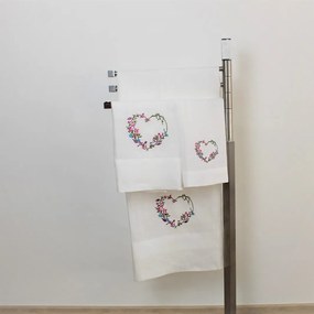 Toalha de Banho Linho JOL Coração com Ponto Aberto Personalizável