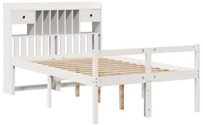 Cama com estante sem colchão 135x190 cm pinho maciço branco