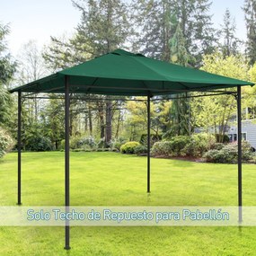 Cobertura de Substituição de 3x3m para Pérgola de Jardim com 8 Orifícios de Drenagem e Ventilação Verde