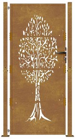 Portão de jardim 105x205 cm aço corten design árvore