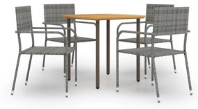 vidaXL 5 pcs conjunto de jantar para jardim vime PE antracite