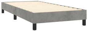 Cama com molas/colchão 90x200 cm veludo cinza-claro