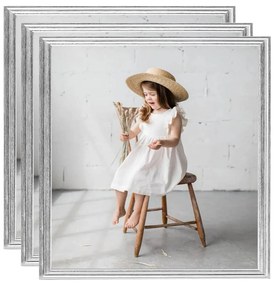vidaXL Molduras para parede 3 pcs 40x40 cm MDF prateado