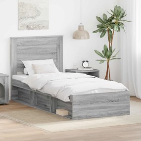 vidaXL Estrutura da Cama com cabeceira Cinza Sonoma 75 x 190 cm