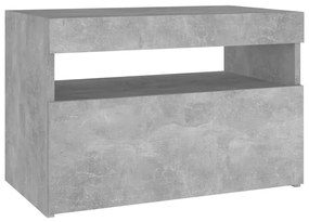 Mesa de cabeceira &amp; luzes LED 60x35x40 cm cinza cimento