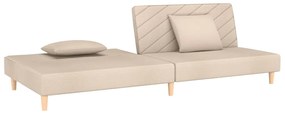 Sofá-cama 2 lugares com duas almofadas tecido cor creme