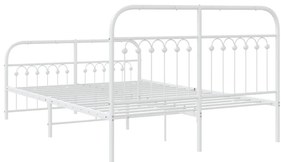 Estrutura de cama com cabeceira e pés 140x190 cm metal branco