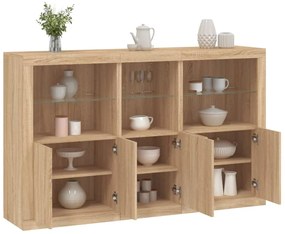 vidaXL Aparador com luzes LED 162x37x100 cm carvalho sonoma