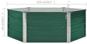Canteiro de jardim elevado 129x129x46 cm aço galvanizado verde
