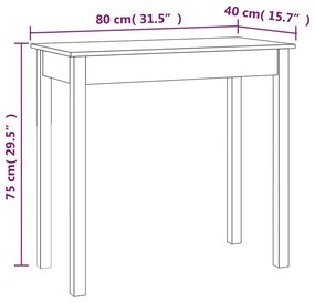 Mesa consola 80x40x75 cm madeira de pinho maciça branco