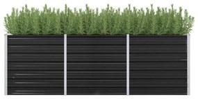 vidaXL Canteiro elevado jardim aço galvanizado 240x80x77 cm antracite