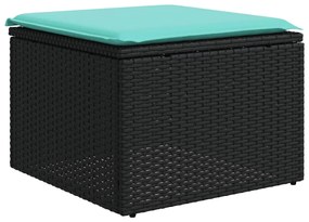 6 pcs conjunto de sofás p/ jardim c/ almofadões vime PE preto