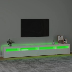 Móvel de TV com luzes LED 270x35x40 cm branco brilhante