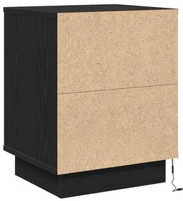 Mesa de Cabeceira com Luzes LED Preta 39x34,5x50 cm