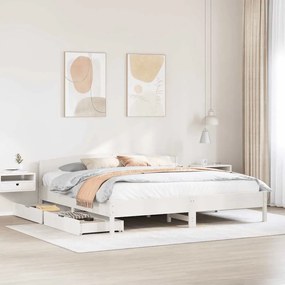 Cama sem colchão 200x200 cm madeira de pinho maciça branco