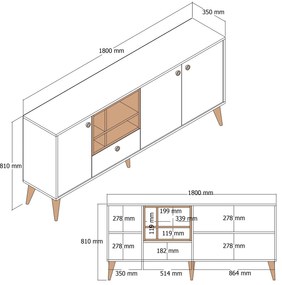 Console Napoli – Mármore Branco e Nogueira – 180x81x35 cm